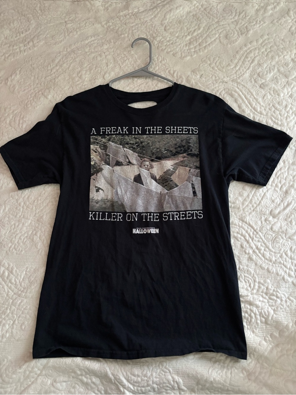Halloween Graphic Tee - Black "A Freak in the Sheets"